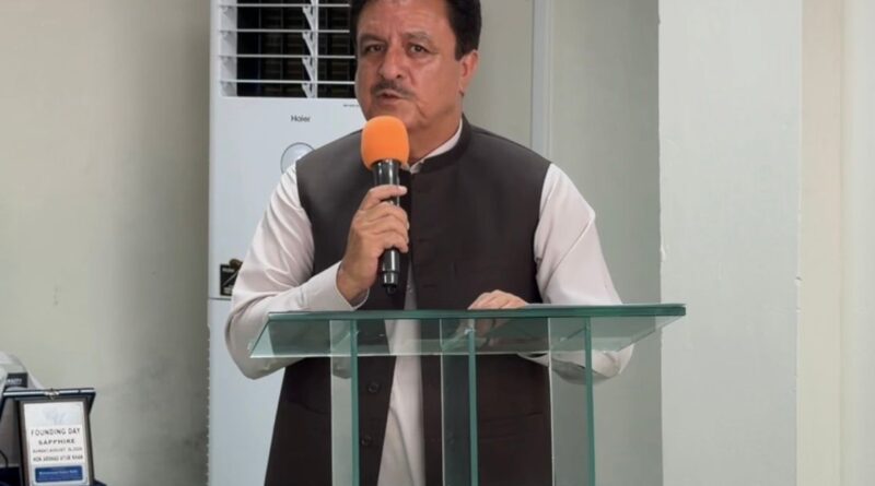 KP Education Minister Arshad Ayub Khan visits the newly established Sapphire International School in Peshawar and reviews its academic and sports facilities.